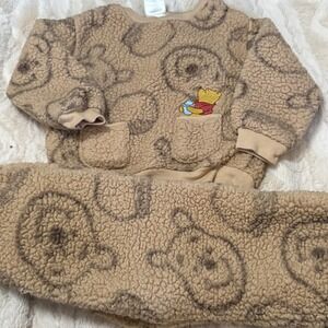 Disney Baby Winnie Pooh‎ Fleece Pajama Set 18M Brown Character Print Sleepwear
